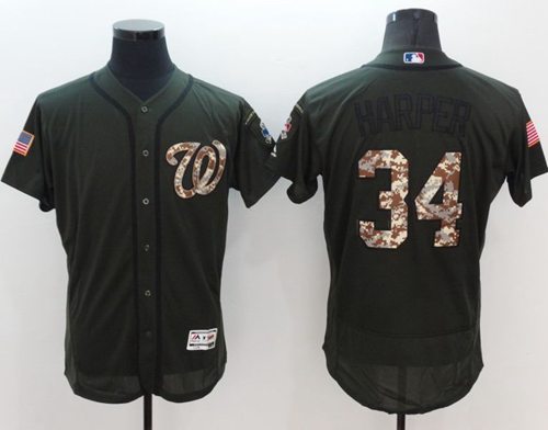 Bryce Harper Washington Nationals green Salute To Service jersey