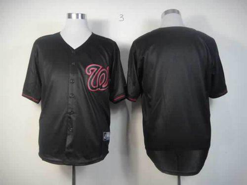 Custom Washington Nationals black Fashion jersey