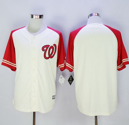 Custom Washington Nationals cream-red jersey