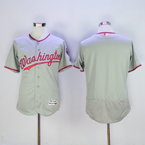 Custom Washington Nationals grey Authentic jersey