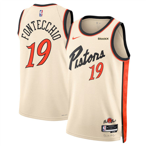 Simone Fontecchio Detroit Pistons cream City Edition jersey