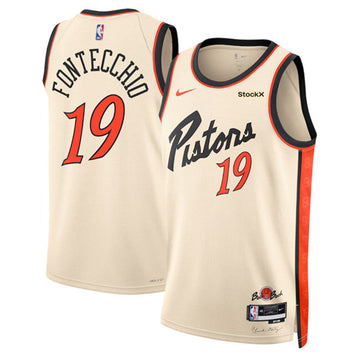 Simone Fontecchio Detroit Pistons cream City Edition jersey