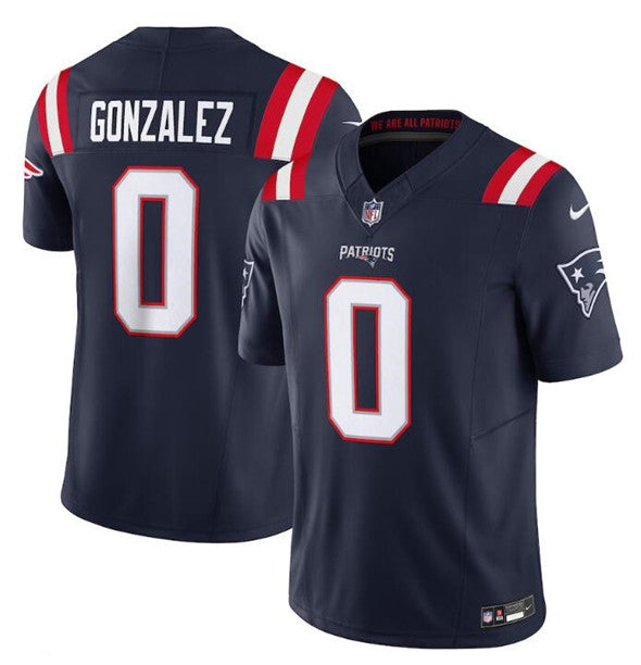 Christian Gonzalez New England Patriots navy FUSE jersey