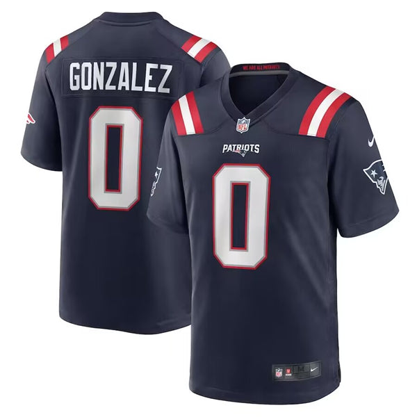 Christian Gonzalez New England Patriots navy Game jersey