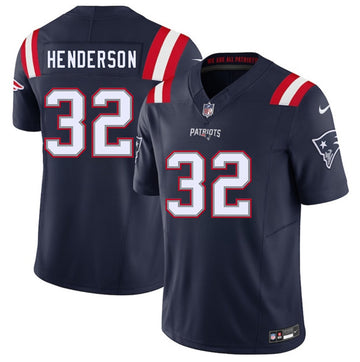 TreVeyon Henderson New England Patriots navy jersey