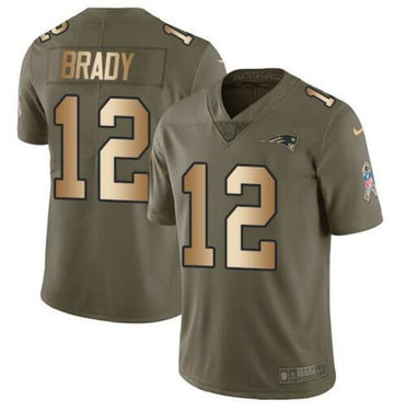 Custom New England Patriots olive Salute To Service jersey