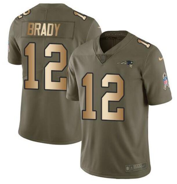 Custom New England Patriots olive Salute To Service jersey