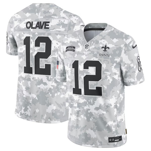 Chris Olave Arctic New Orleans Saints camo Salute To Service jersey
