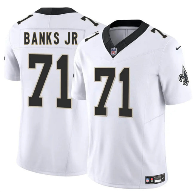 Kelvin Banks Jr New Orleans Saints white jersey