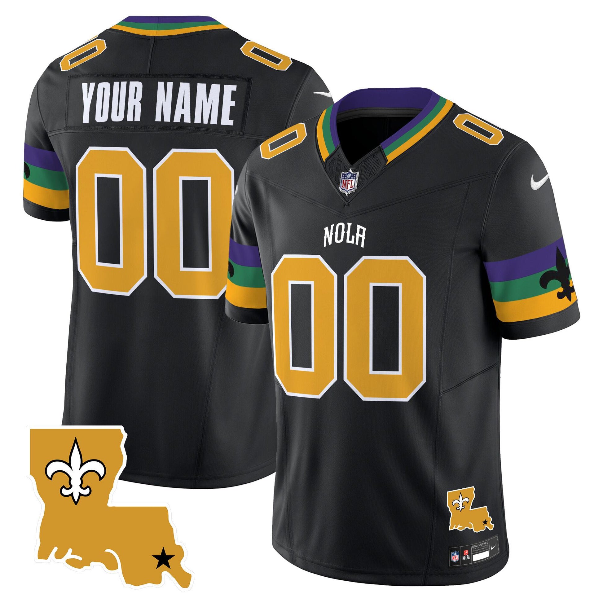 Custom New Orleans Saints black jersey