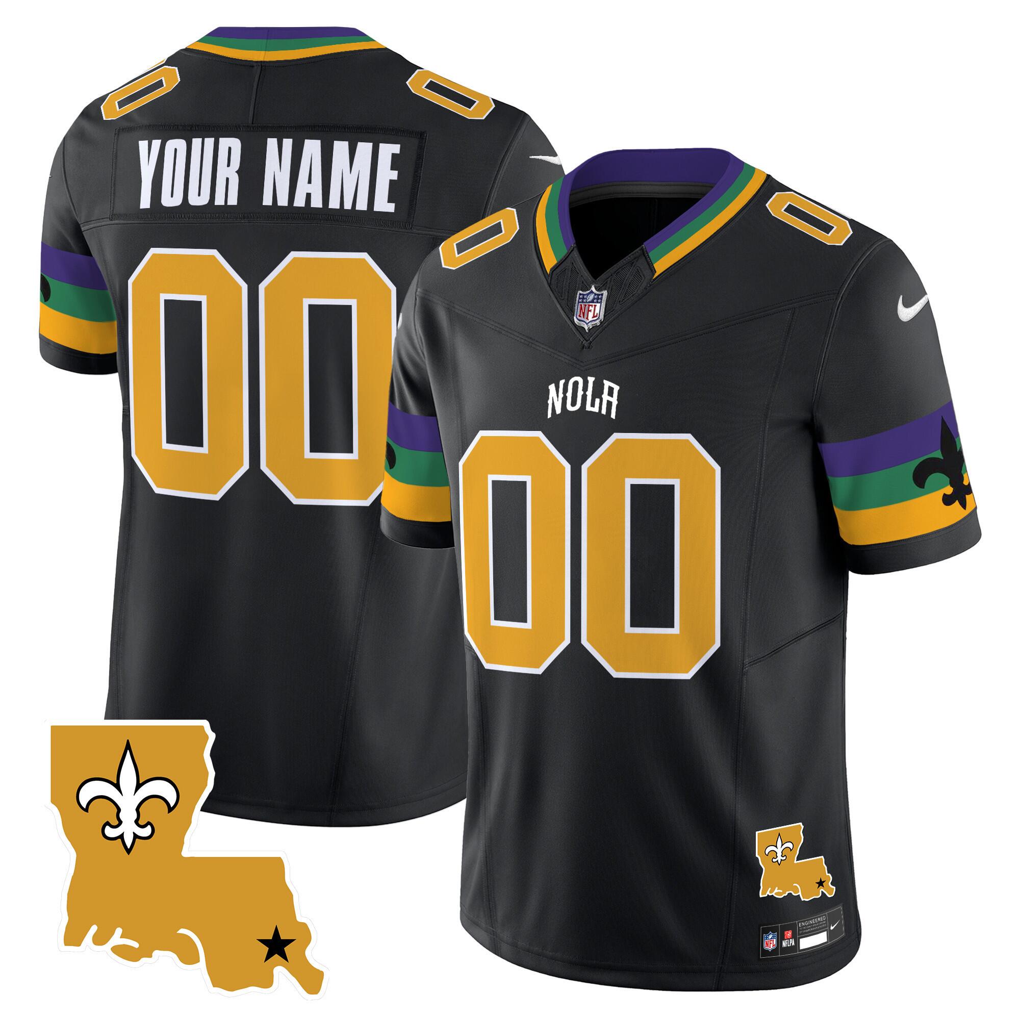 Custom New Orleans Saints black jersey