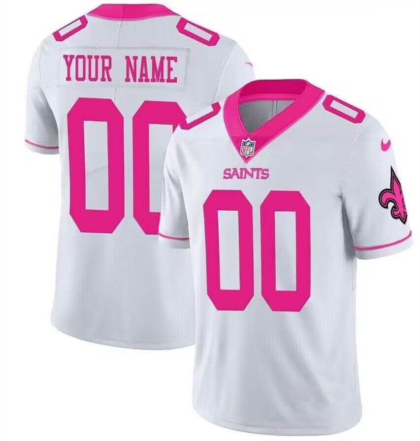 Custom New Orleans Saints pink-white jersey