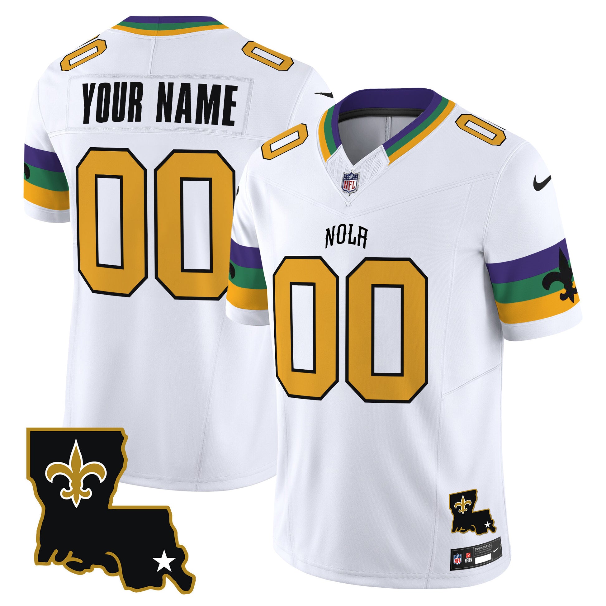 Custom New Orleans Saints white jersey