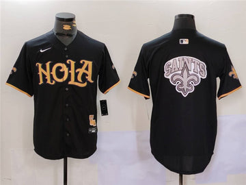 Team Big Logo New Orleans Saints black jersey