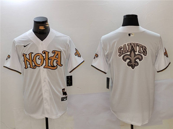 Team Big Logo New Orleans Saints white jersey