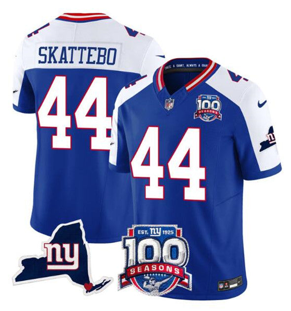 Cam Skattebo New York Giants royal-white jersey