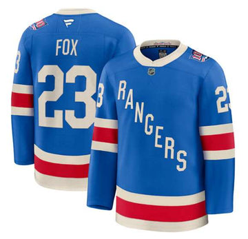Adam Fox New York Rangers blue jersey