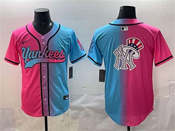 Team Big Logo New York Yankees pink-blue jersey