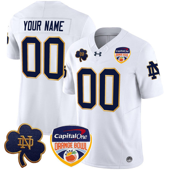 Custom Notre Dame Fighting Irish white jersey