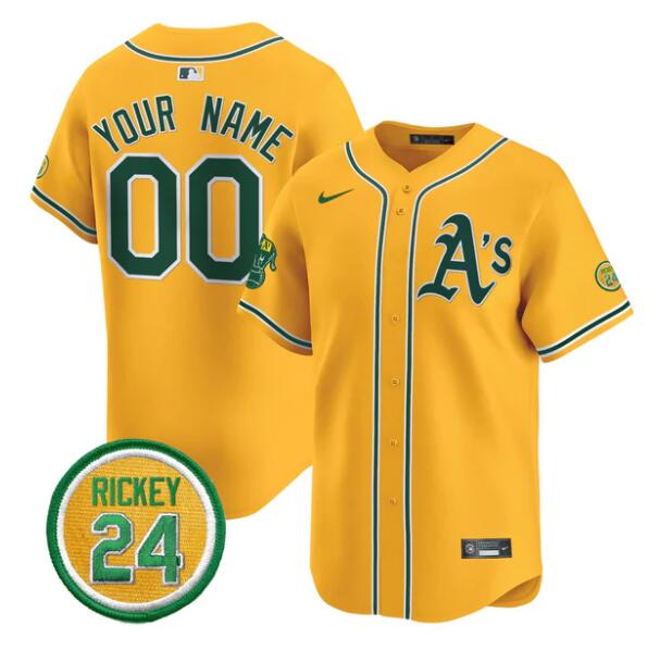 Custom Oakland Athletics gold jersey