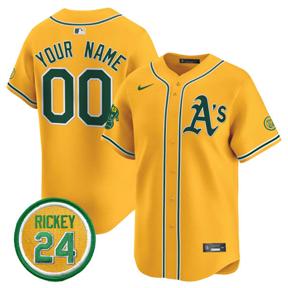 Custom Oakland Athletics yellow jersey