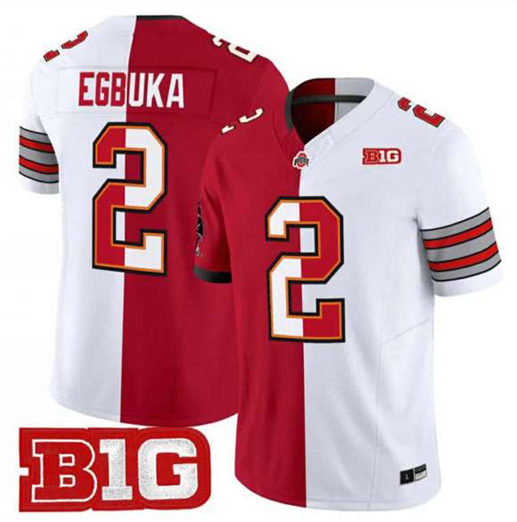 Emeka Egbuka Ohio State Buckeyes red-white Split jersey