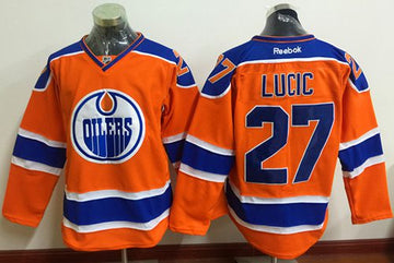 Milan Lucic Edmonton Oilers orange jersey