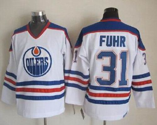 Grant Fuhr Edmonton Oilers white Throwback jersey