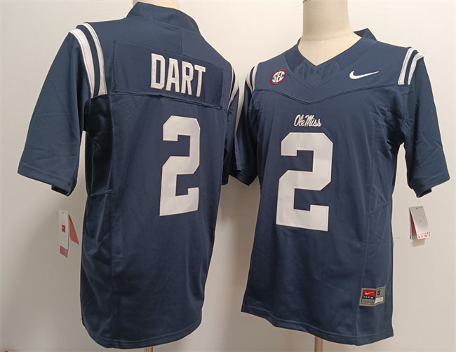 Jaxson Dart Ole Miss Rebels navy jersey