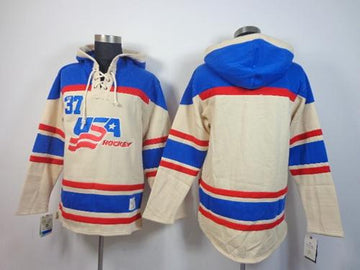 Custom Team USA Hockey cream Throwback jersey
