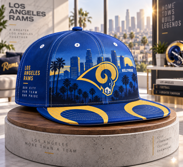 Los Angeles Rams City Skyline Snapback Cap - Studio View