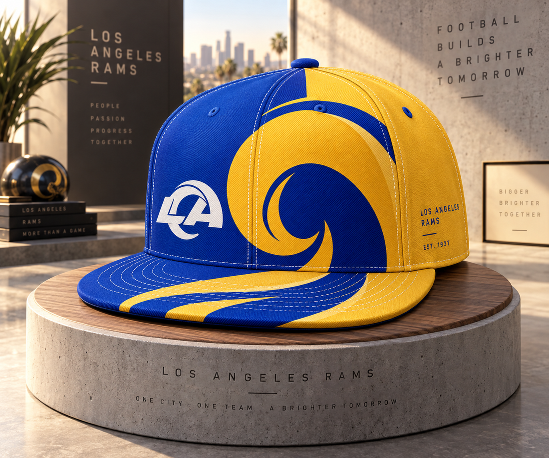 Los Angeles Rams Dynamic Split Colorblock Snapback Cap - Studio View