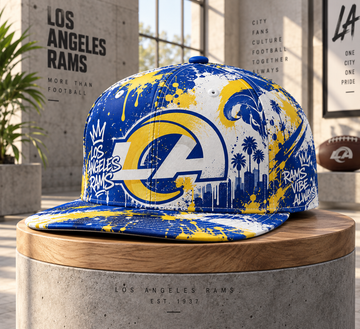 Los Angeles Rams Street Graffiti Splash Snapback Cap - Studio View