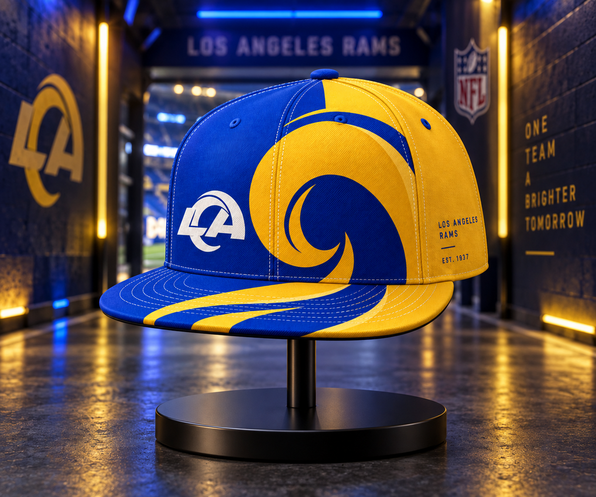 Los Angeles Rams Dynamic Split Colorblock Snapback Cap - Stadium Tunnel Neon View