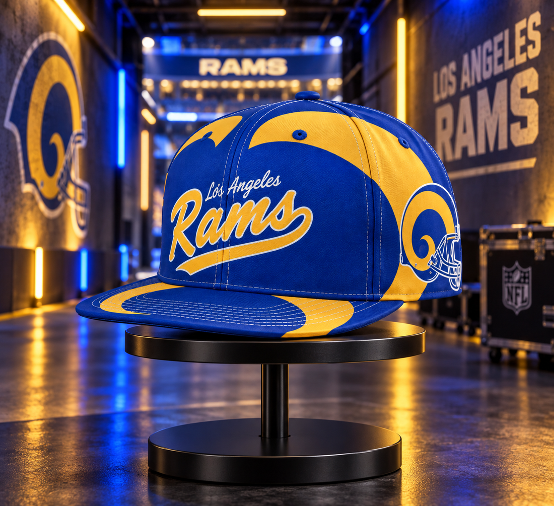 Los Angeles Rams Retro 90s Throwback Snapback Cap - Studio View