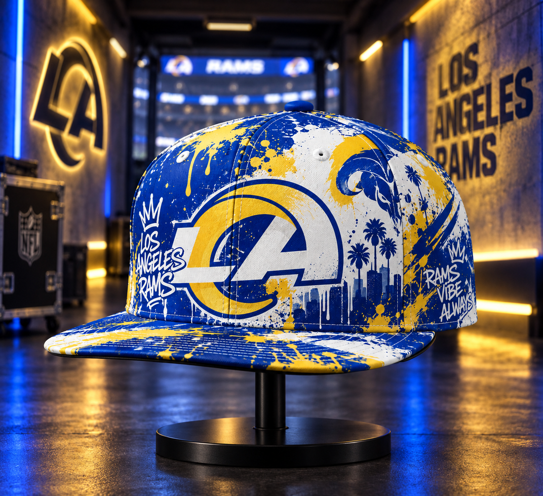 Los Angeles Rams Street Graffiti Splash Snapback Cap - Studio View