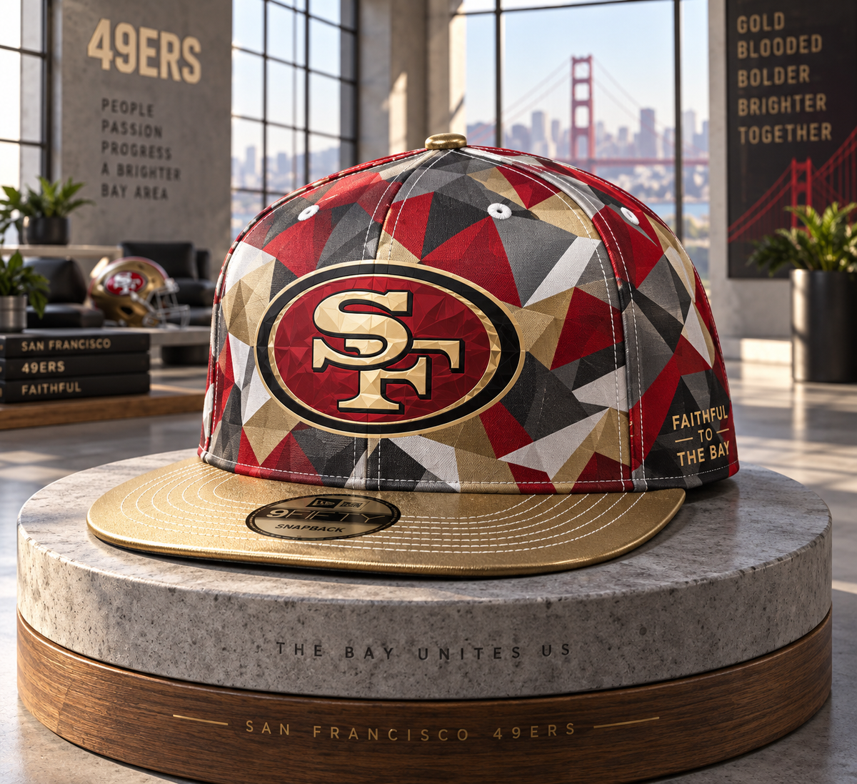 San Francisco 49ers Cyber Geometric Camo Snapback Cap - Studio View