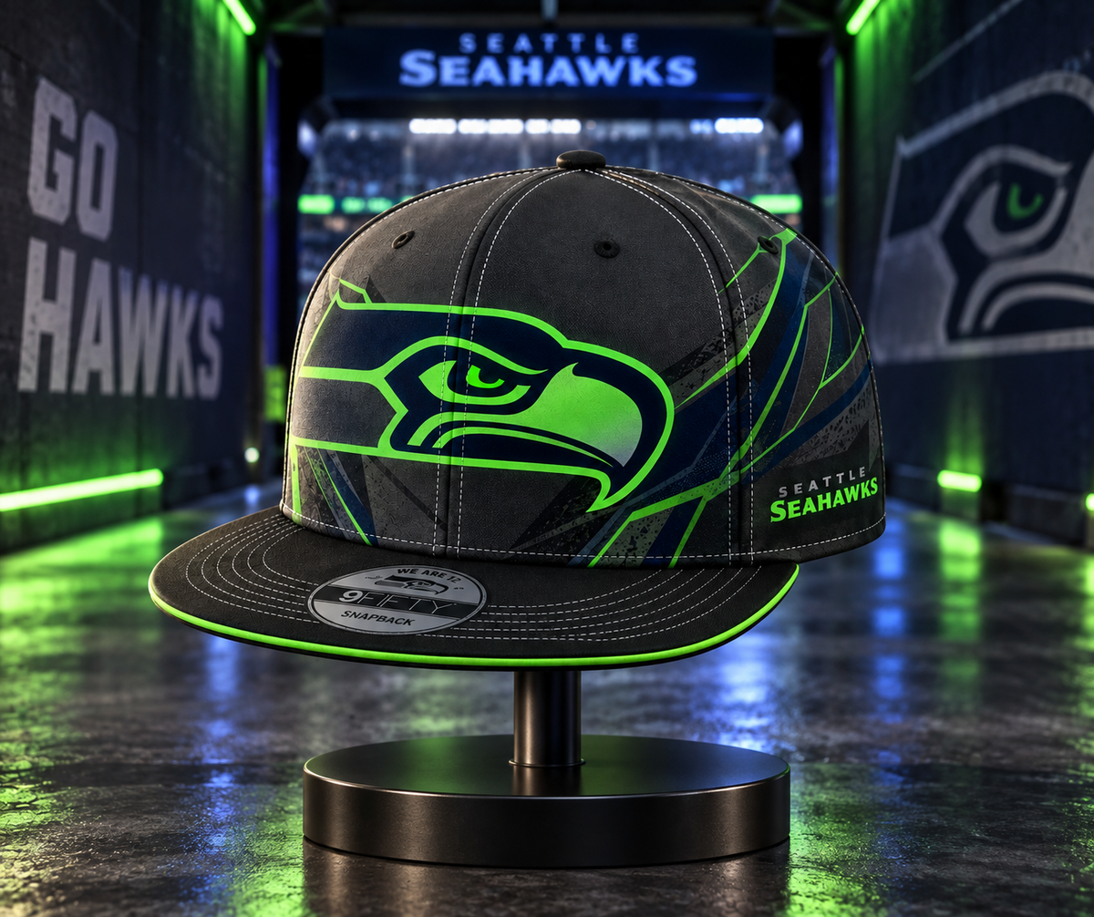 Seattle Seahawks Stealth Shadow Neon Snapback Cap - Stadium Tunnel Neon View