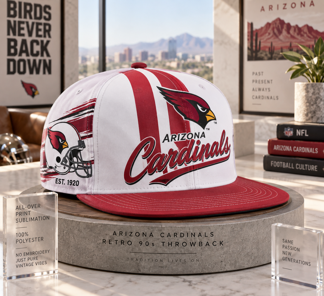 Arizona Cardinals Retro 90s Throwback Snapback Cap - Studio View
