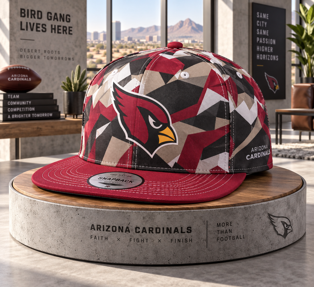 Arizona Cardinals Cyber Geometric Camo Snapback Cap - Studio View