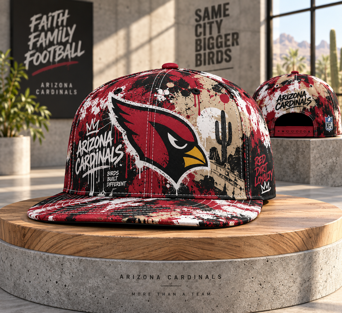Arizona Cardinals Street Graffiti Splash Snapback Cap - Studio View