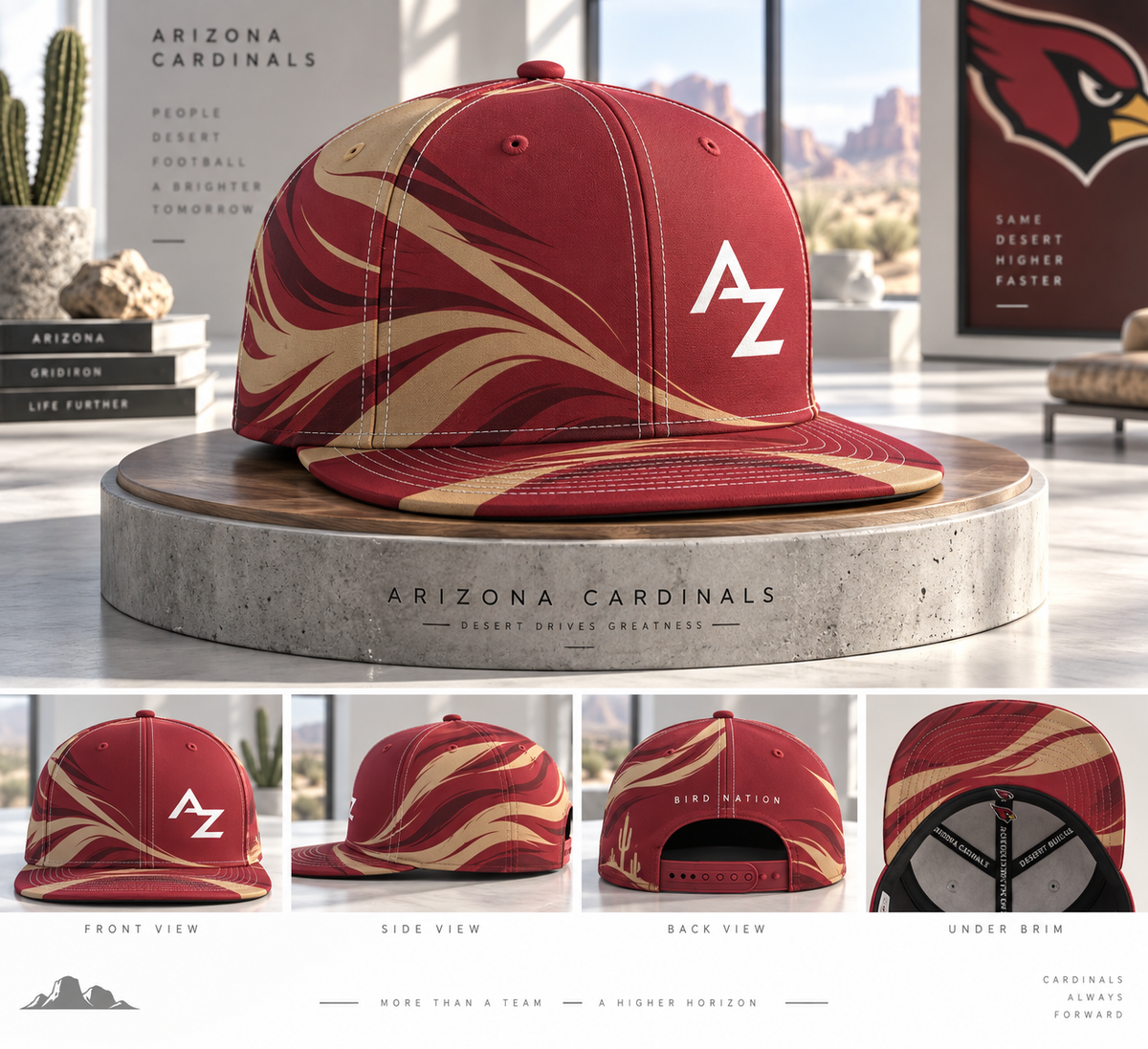 Arizona Cardinals Minimalist Motion Wave Snapback Cap - Studio View