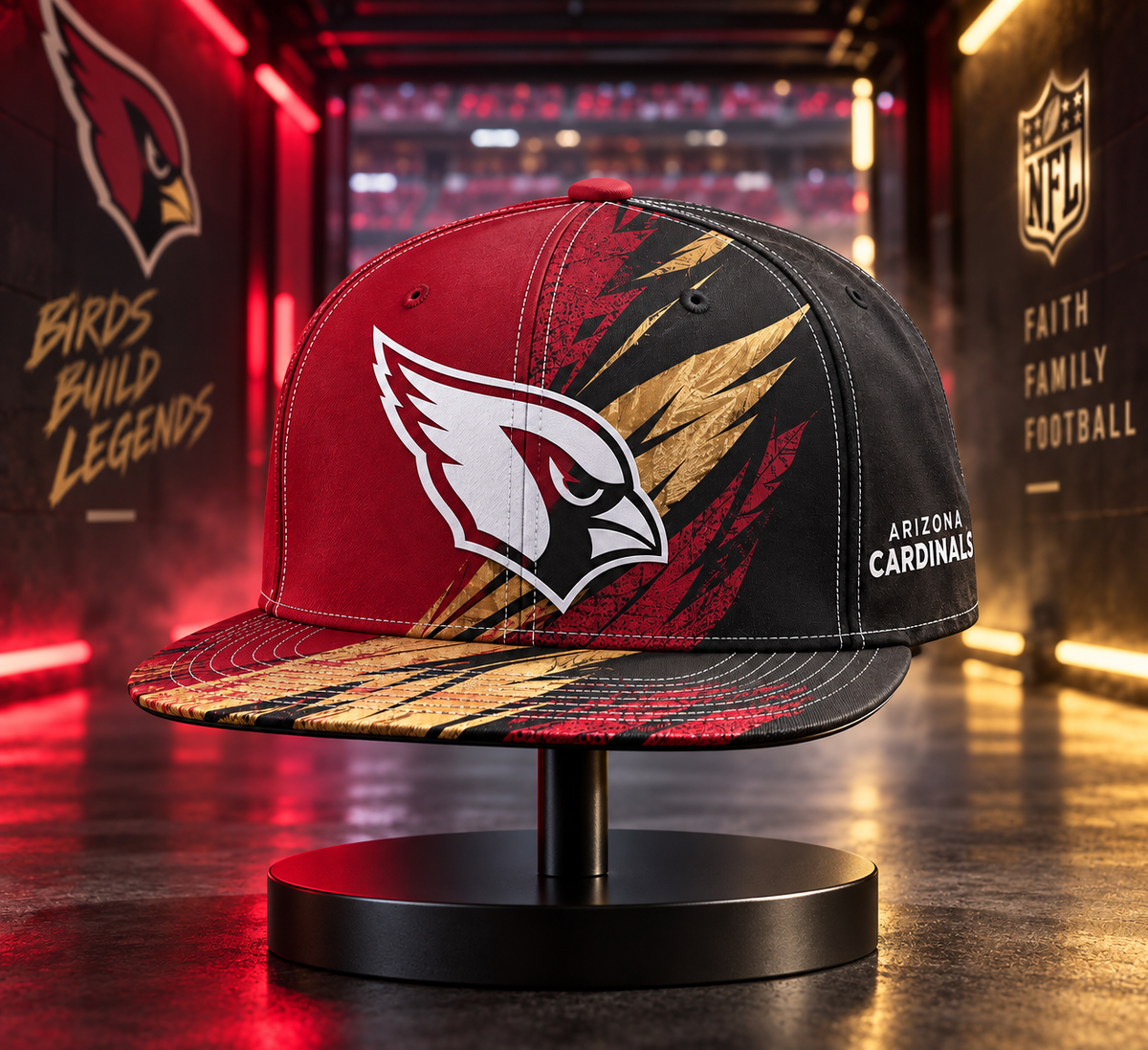 Arizona Cardinals Dynamic Split Colorblock Snapback Cap - Stadium Tunnel Neon View