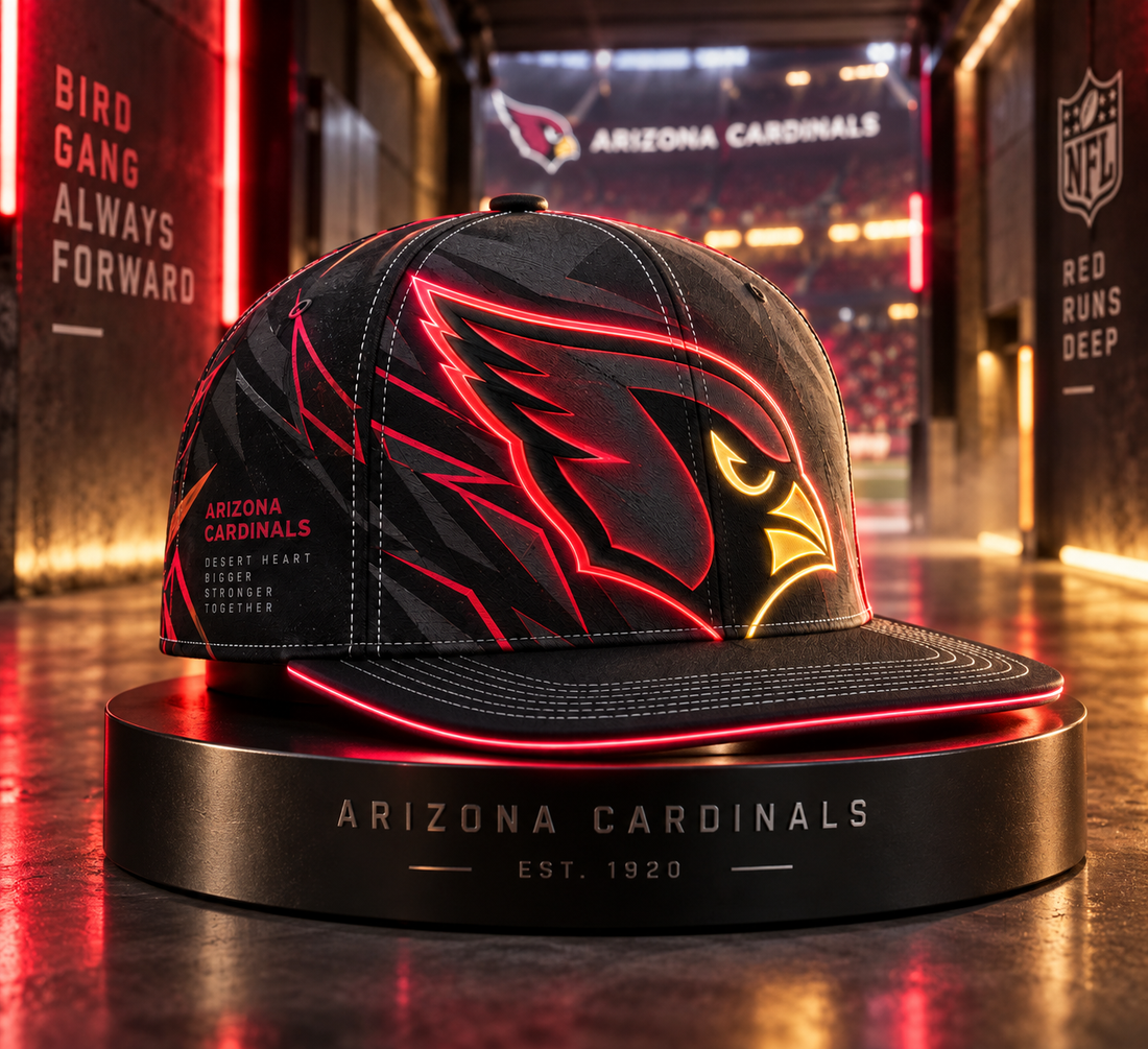 Arizona Cardinals Stealth Shadow Neon Snapback Cap - Studio View