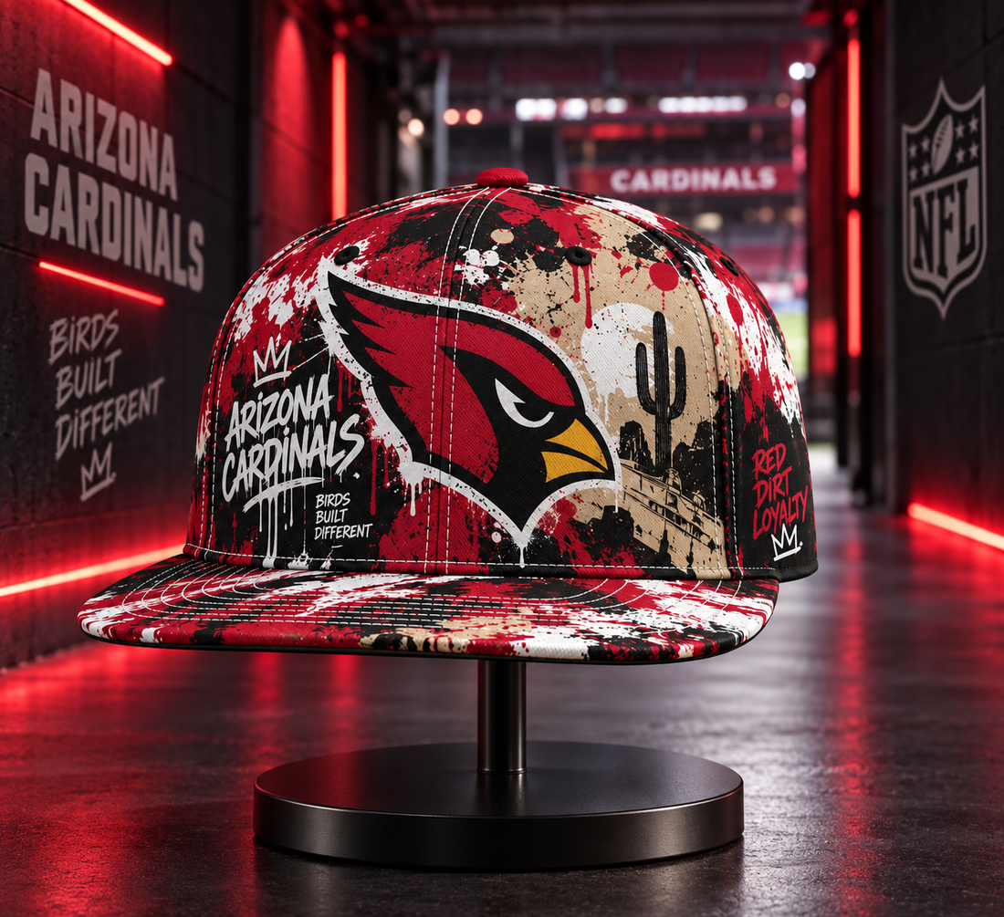 Arizona Cardinals Street Graffiti Splash Snapback Cap - Studio View