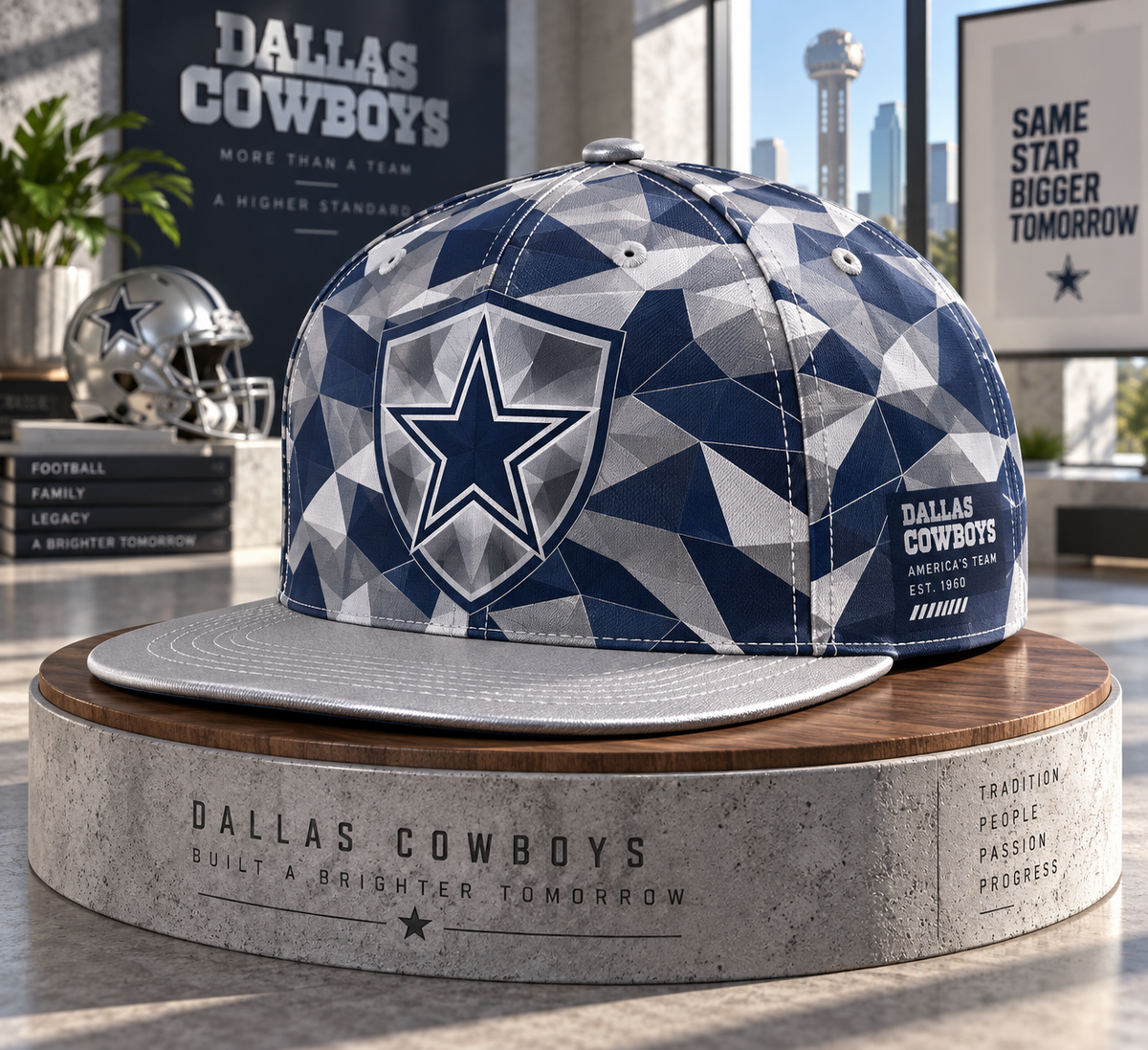 Dallas Cowboys Cyber Geometric Camo Snapback Cap - Studio View