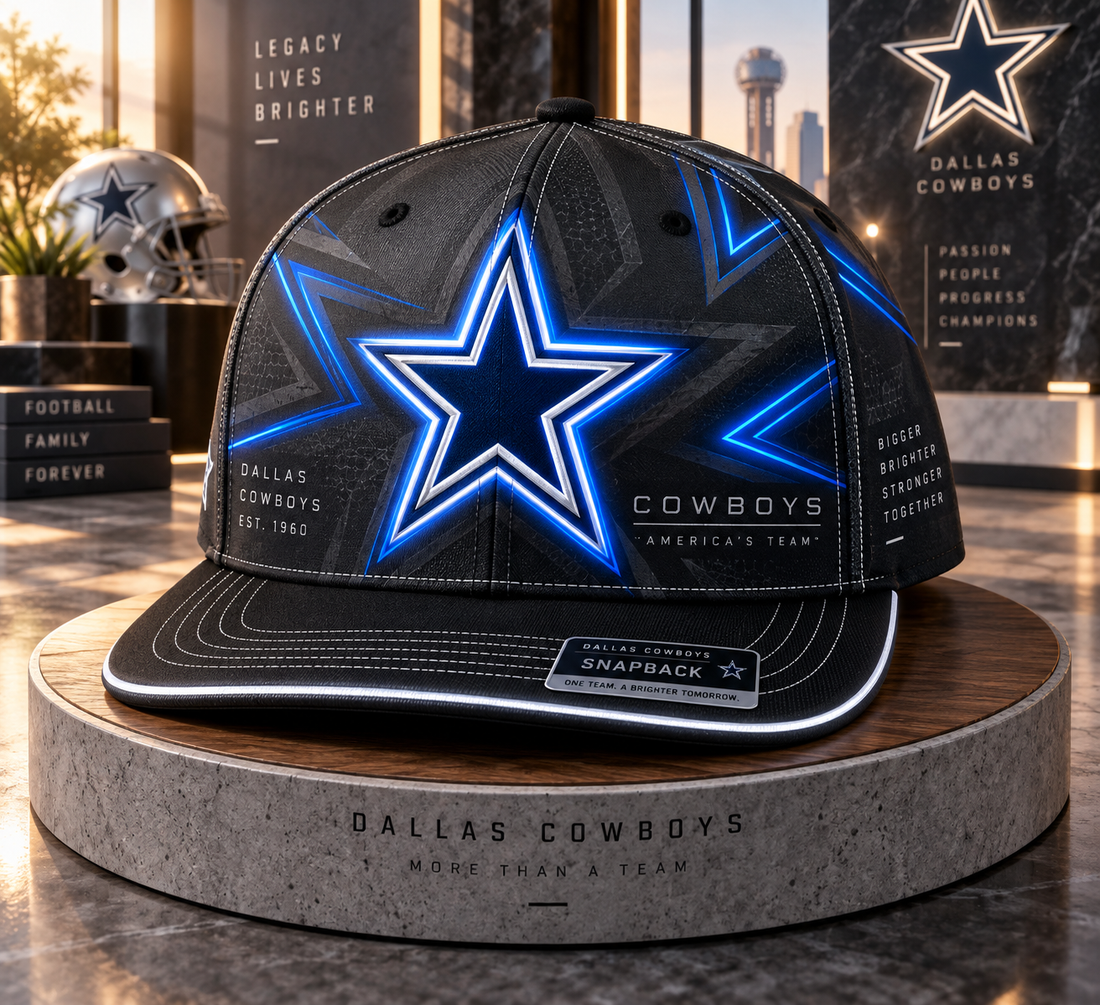 Dallas Cowboys Stealth Shadow Neon Snapback Cap - Studio View