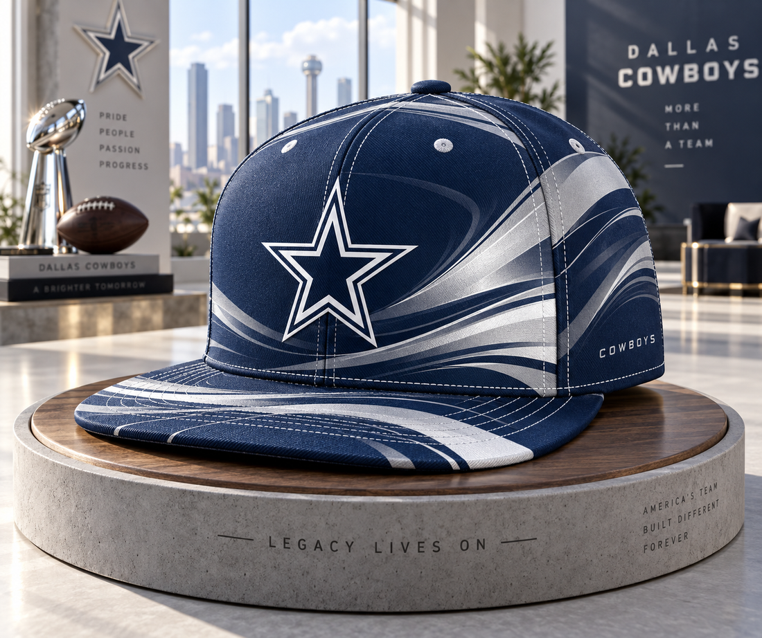 Dallas Cowboys Minimalist Motion Wave Snapback Cap - Studio View