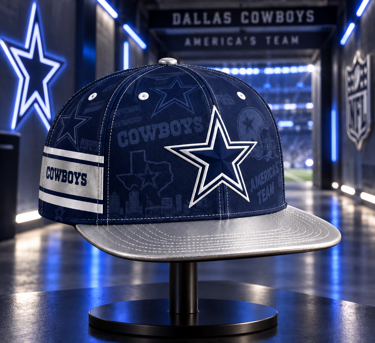 Dallas Cowboys Classic Snapback Cap - Stadium Tunnel Neon View