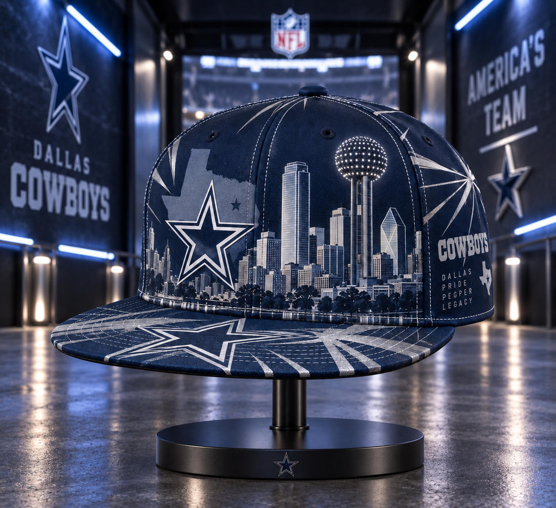 Dallas Cowboys City Skyline Snapback Cap - Studio View